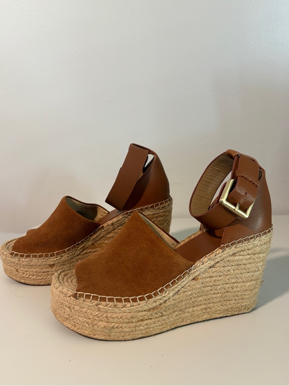 Marc Fisher Wedge Espadrille Platform Sandals - Brown
